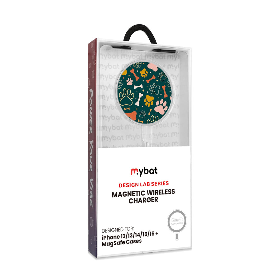MyBat Design Lab Magnetic Wireless Charger - Silver - Paw Prints & Bones - MCGWIRC18SL-003-8.jpg