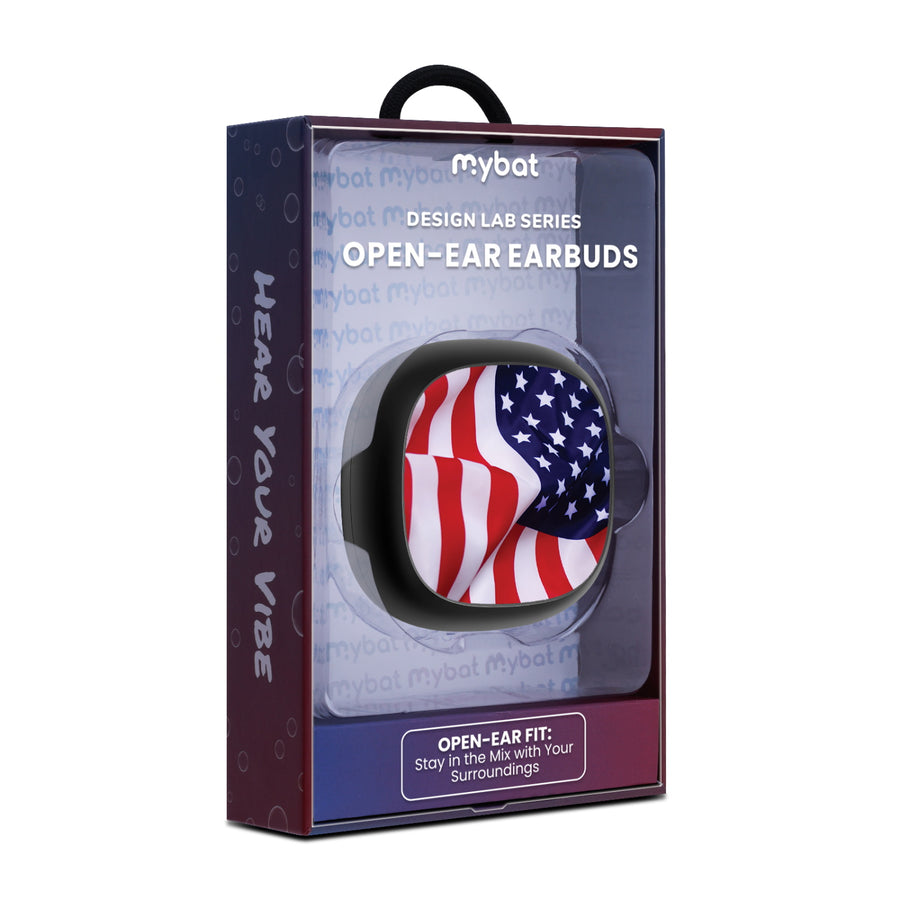 MyBat Design Lab Open-Ear Earbuds - Black - Stars & Stripes - MFHSBTST251-042-10.jpg