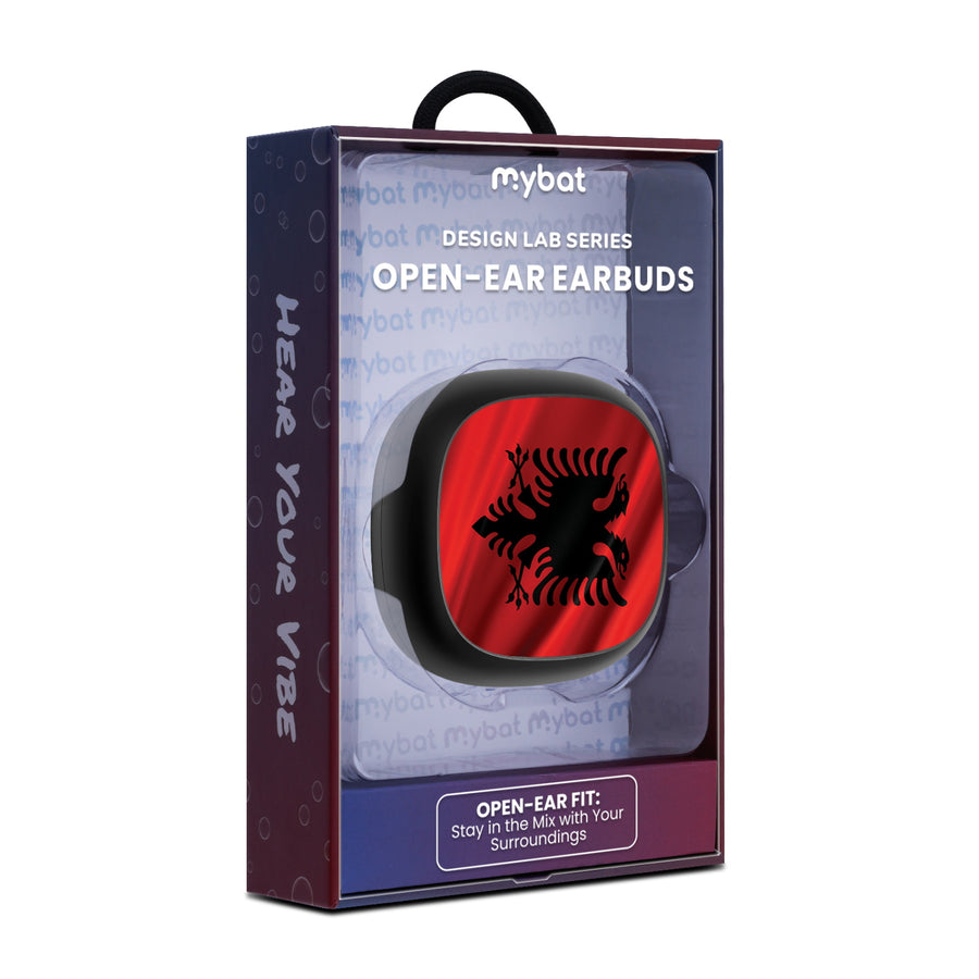 MyBat Design Lab Open-Ear Earbuds - Black - Albania Flag - MFHSBTST251-140-10.jpg