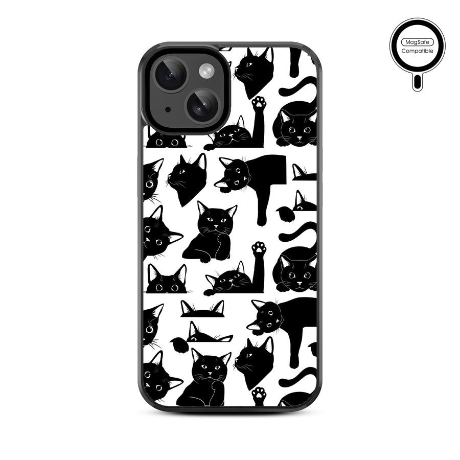 MyBat Design Lab Series MagSafe Case for Apple iPhone 17e / 16e / 14 / 13 - Black Cats - MIP13CSLESMSM017-3.jpg