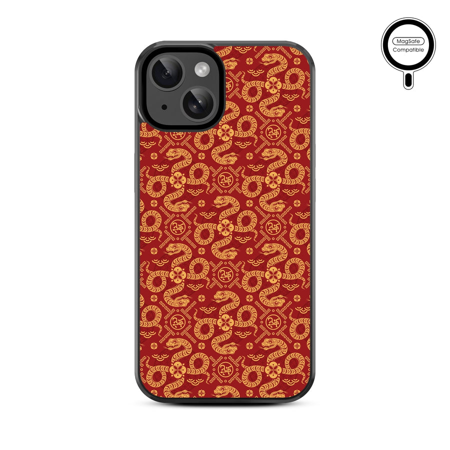 MyBat Design Lab Series MagSafe Case for Apple iPhone 17e / 16e / 14 / 13 - Golden Snake Dance - MIP13CSLESMSM317-3.jpg