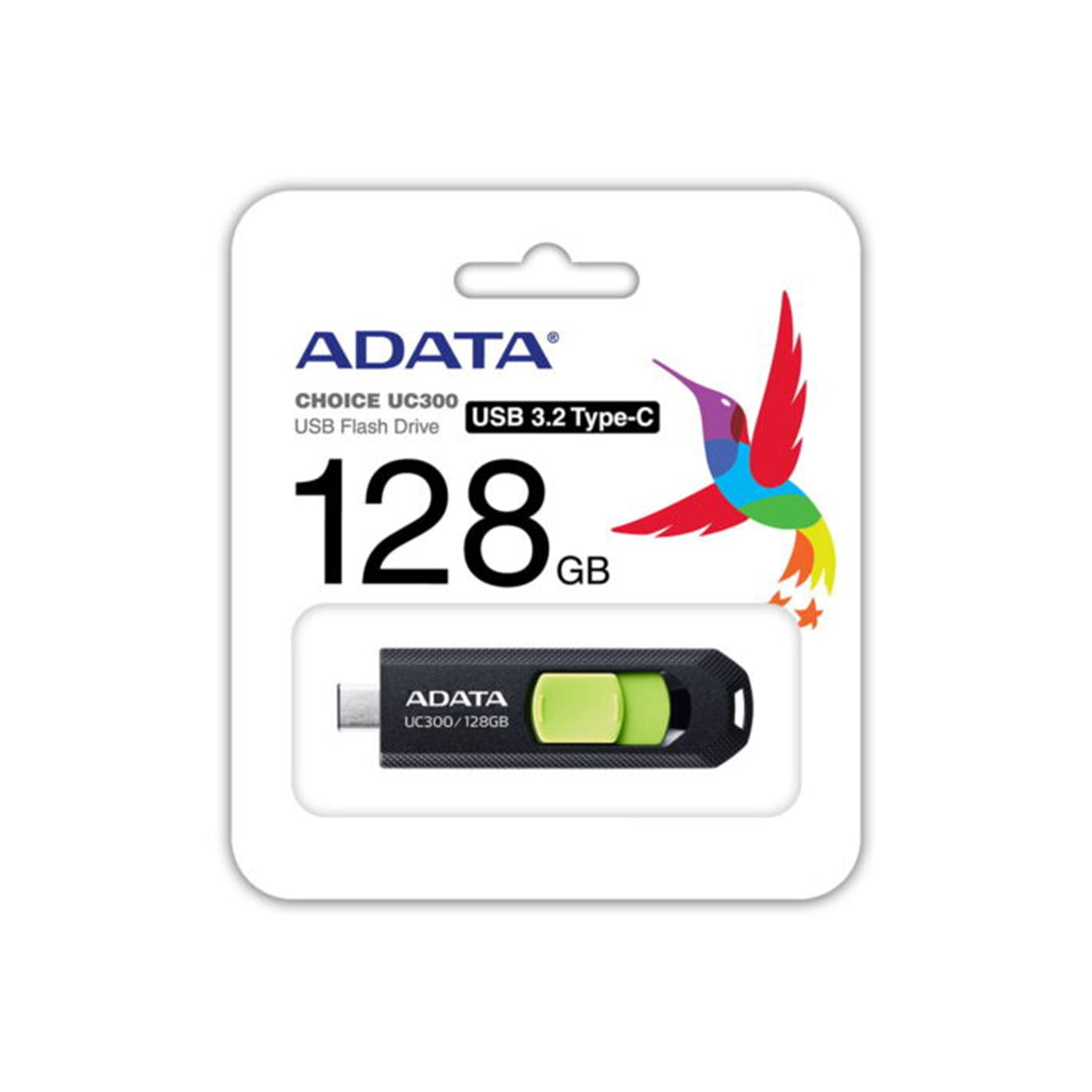 ADATA UC300 USB 3.2 / 128GB Type-C Flash Drive - Black / Green - ACHO-UC300-128G-RBK-GN-4.jpg