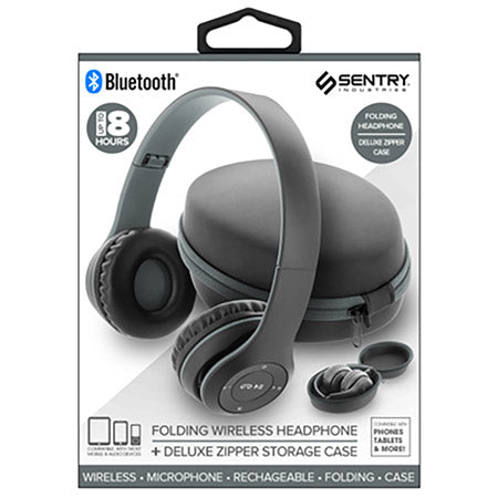 Sentry Bluetooth Heaphones with Zipper Carrying Case - BLACK - BT170ZBLK-2.jpg