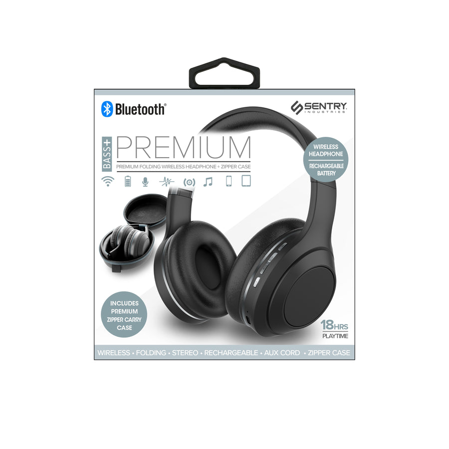 Sentry Premium Bluetooth Heaphones with Zipper Carrying Case - BLACK - BT820Z-2.jpg