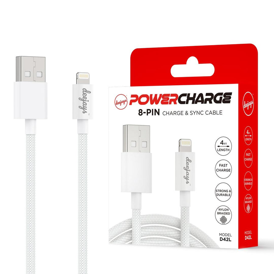 Deejays D42 4FT Lightning Usb Cable - White - D42L-1.jpeg