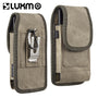 LUXMO Small Vertical Universal Pouch w/ Dual Card Slots - Light Brown Denim Fabric