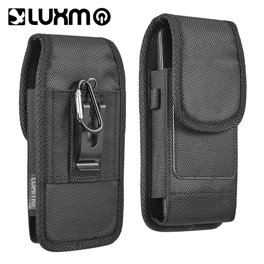 LUXMO Large Vertical Universal Nylon Pouch w/ Dual Card Slots - Black (Retail Packaging)