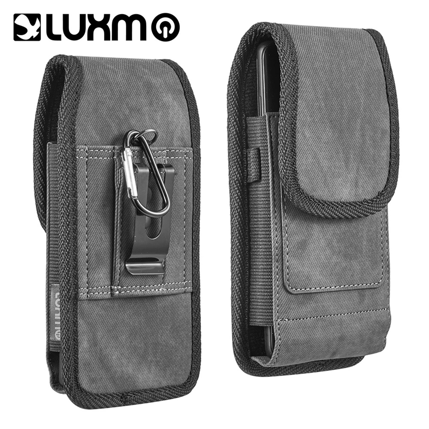 LUXMO Large Horizontal Universal Pouch w/ Dual Card Slots - Dark Denim Fabric (Retail Packaging)
