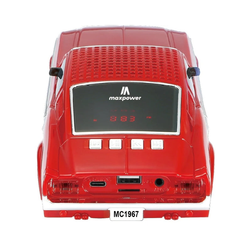 Max Power Mustang Style Bluetooth speaker with front flashing LED ligts - Red - MC1967-RD-2.jpg