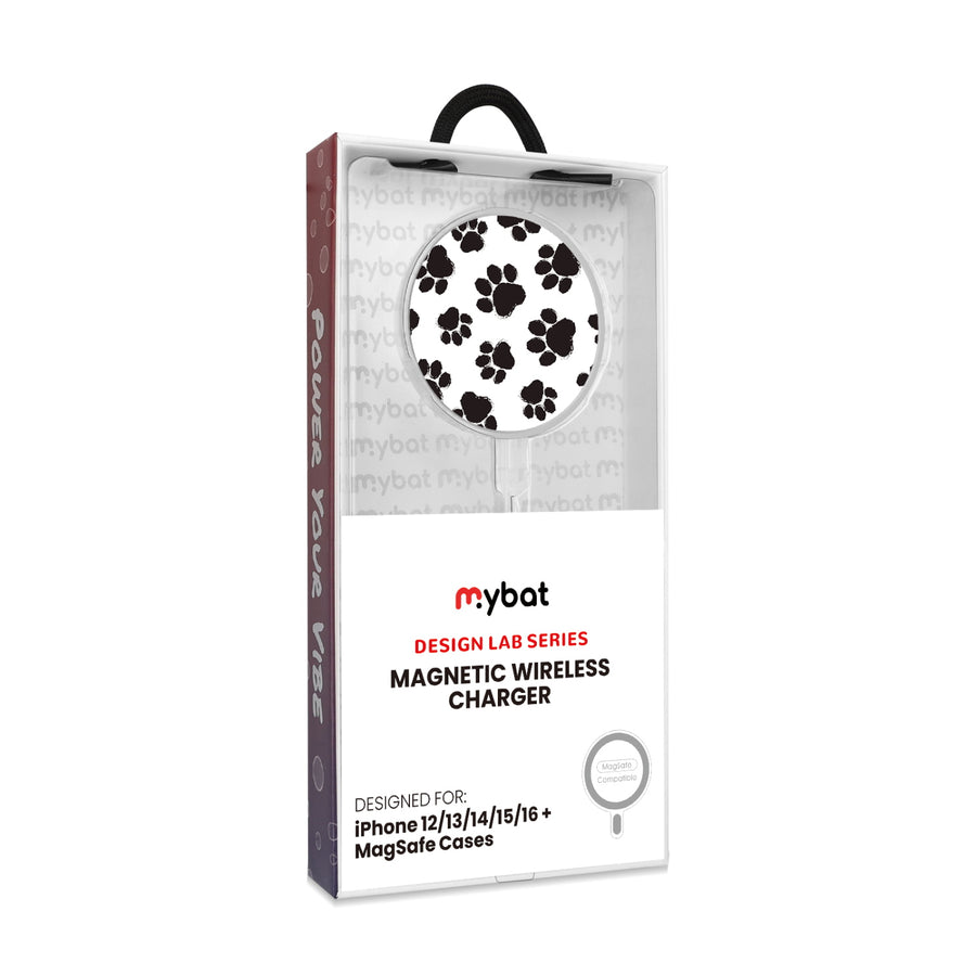 MyBat Design Lab Magnetic Wireless Charger - Silver - Black Paw Prints - MCGWIRC18SL-002-8.jpg