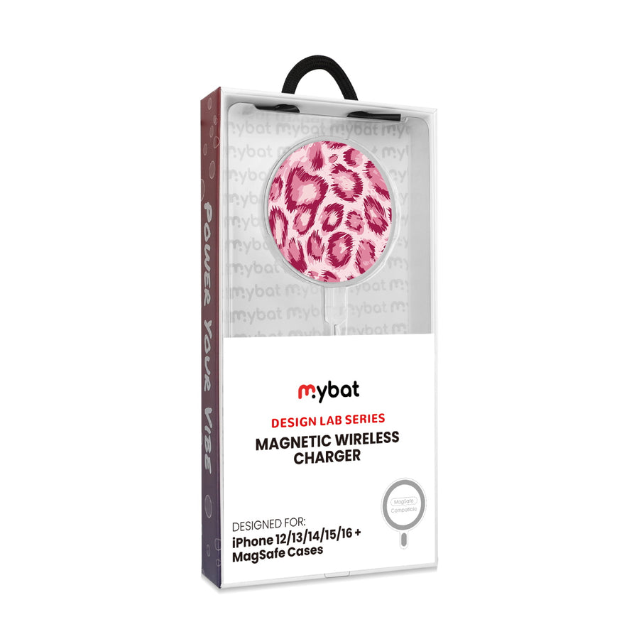 MyBat Design Lab Magnetic Wireless Charger - Silver - Pink Leopard Print - MCGWIRC18SL-007-8.jpg