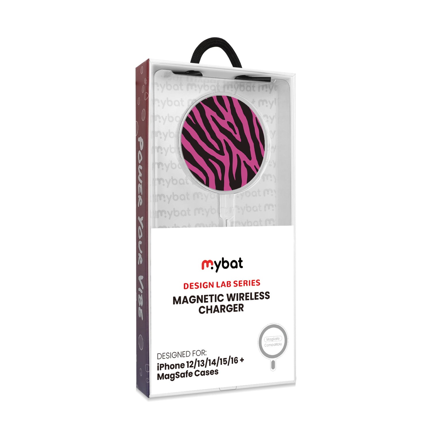MyBat Design Lab Magnetic Wireless Charger - Silver - Pink Zebra Print - MCGWIRC18SL-010-8.jpg