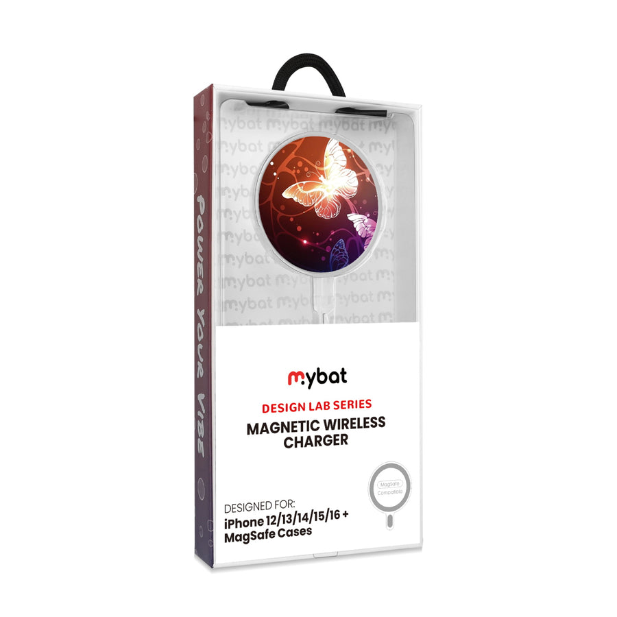 MyBat Design Lab Magnetic Wireless Charger - Silver - Neon Butterflies - MCGWIRC18SL-022-8.jpg