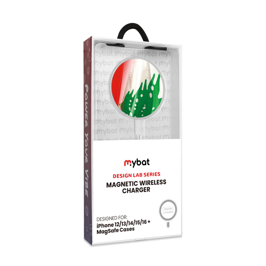 MyBat Design Lab Magnetic Wireless Charger - Silver - Lebanese Flag - MCGWIRC18SL-033-8.jpg