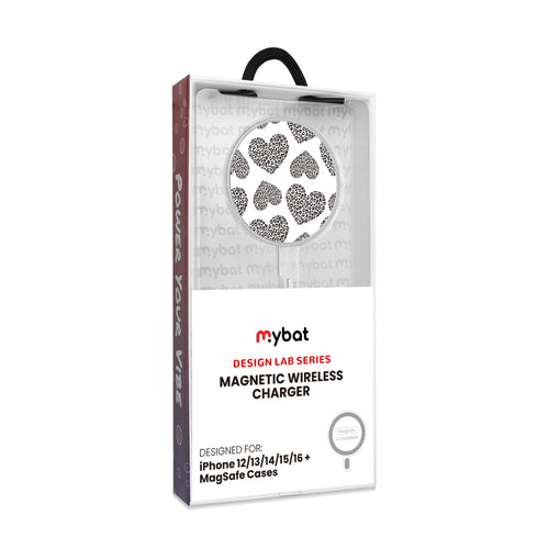 MyBat Design Lab Magnetic Wireless Charger - Silver - Leopard Print Hearts - MCGWIRC18SL-098-8.jpg