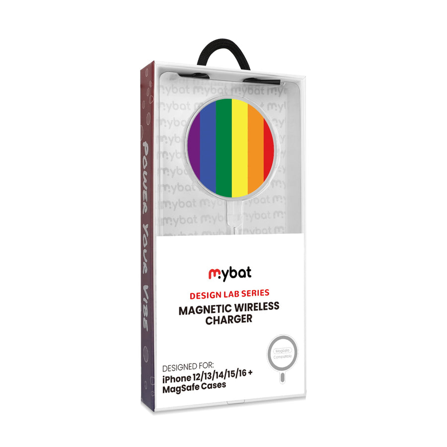 MyBat Design Lab Magnetic Wireless Charger - Silver - Rainbow Stripes - MCGWIRC18SL-459-8.jpg
