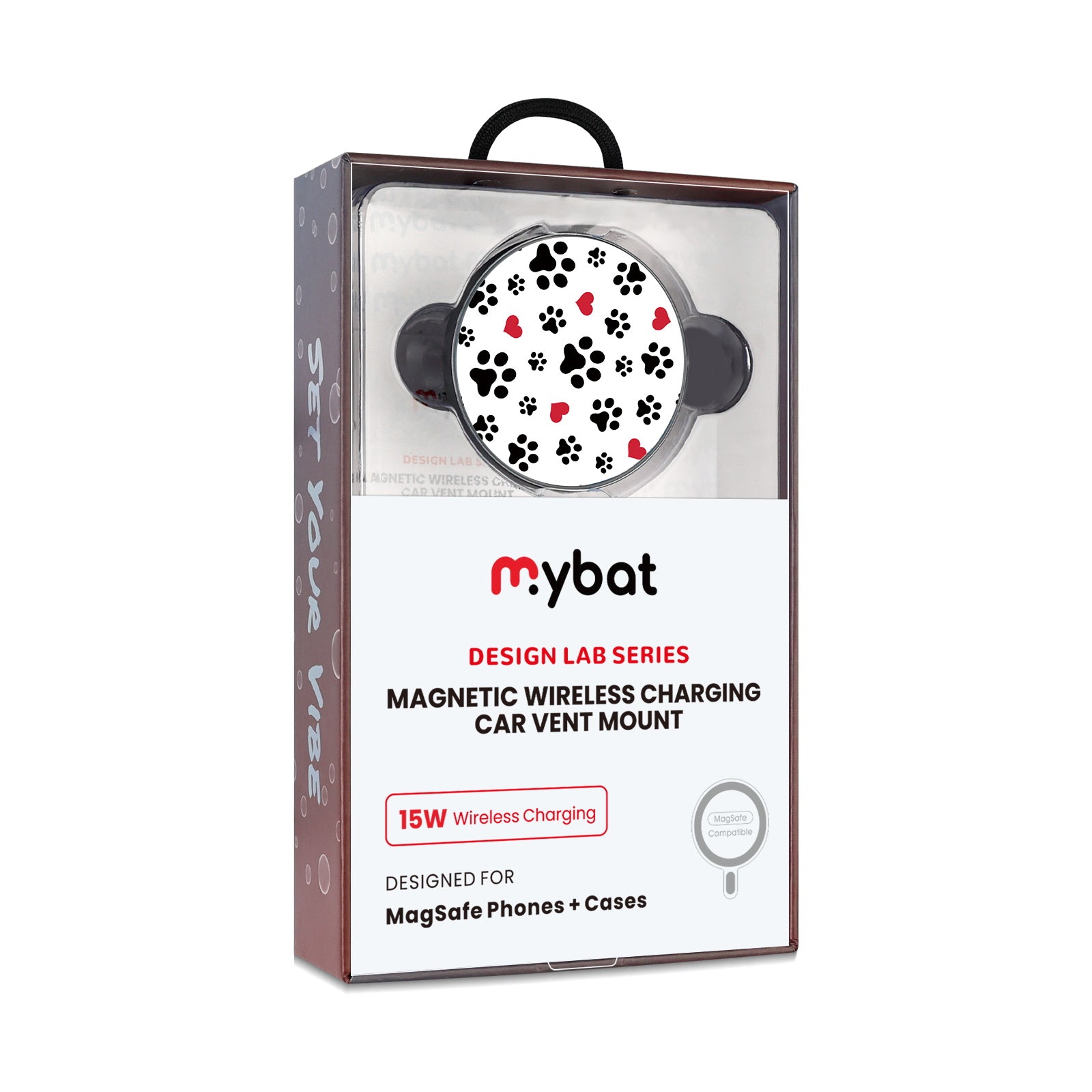 MyBat Design Lab Magnetic Wireless Charging Vent Mount - Black - Paw Prints and Hearts - MCGWIRC21BK-001-10.jpg