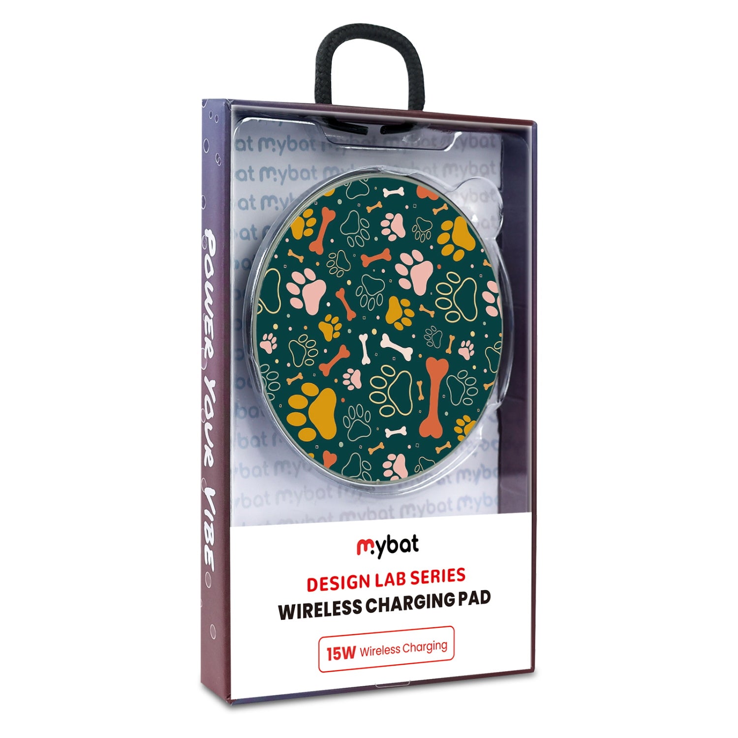 MyBat Design Lab Series Wireless Charging Pad - Silver - Paw Prints & Bones - MCGWIRC22SL-003-9.jpg