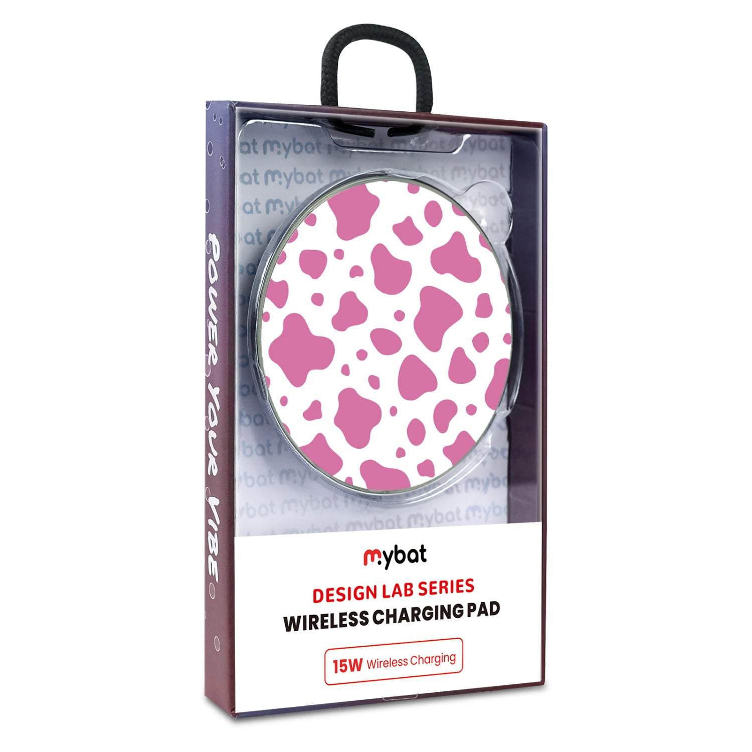 MyBat Design Lab Series Wireless Charging Pad - Silver - Pink Cow Print - MCGWIRC22SL-015-9.jpg