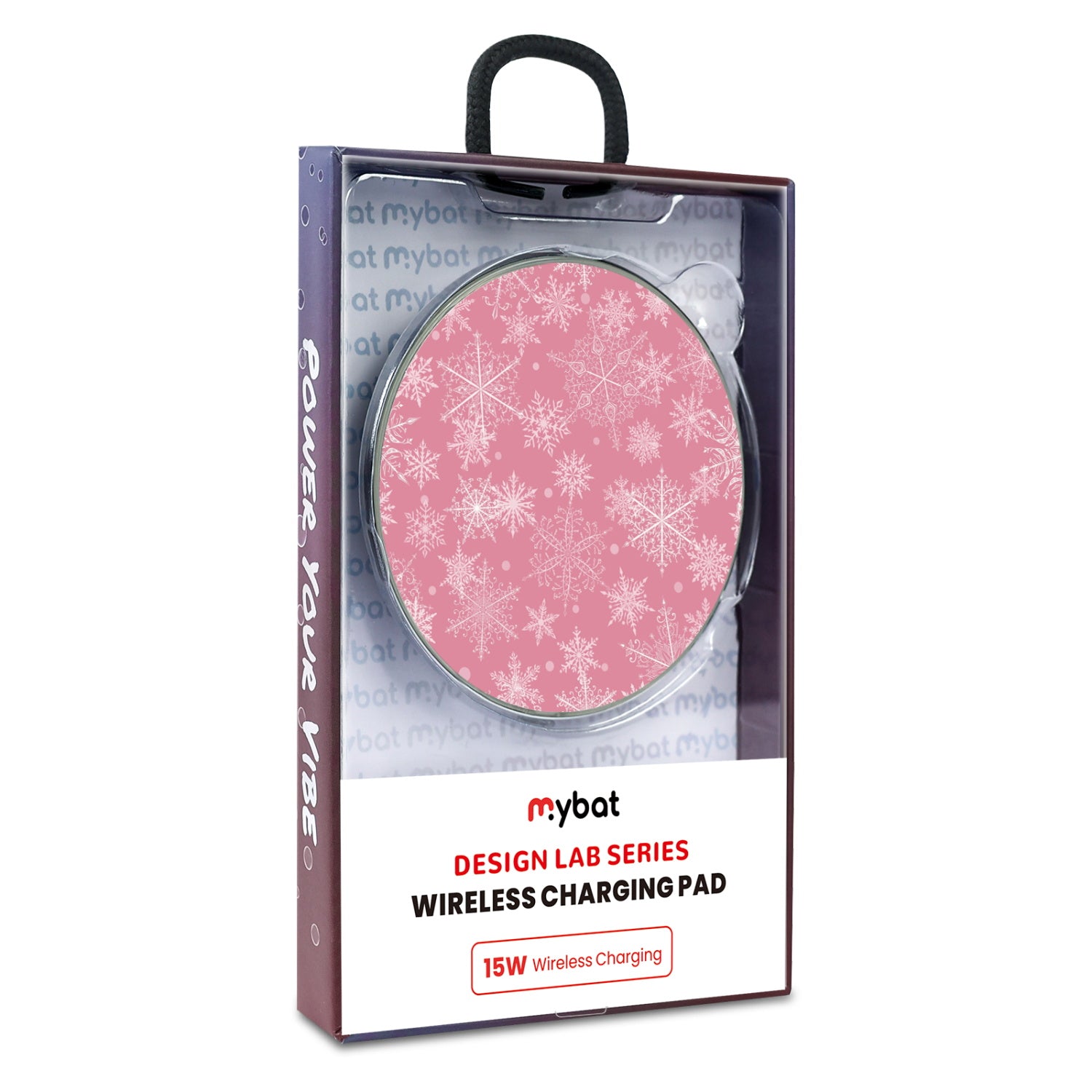 MyBat Design Lab Series Wireless Charging Pad - Silver - Pink Snowflakes - MCGWIRC22SL-282-9.jpg