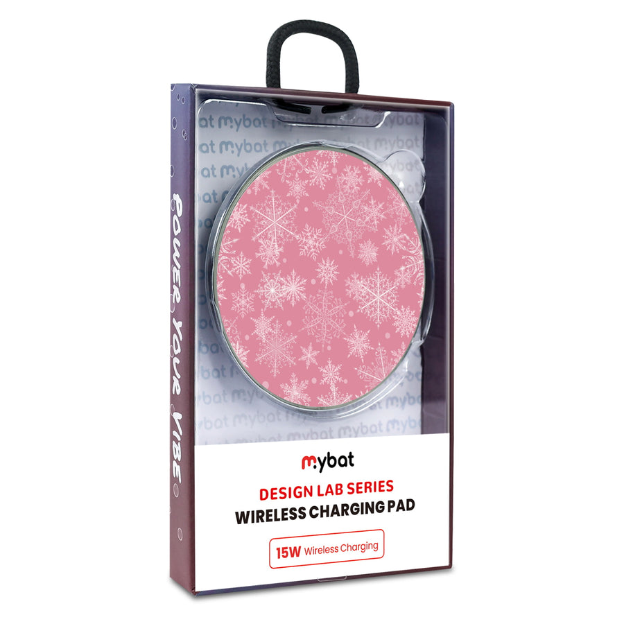 MyBat Design Lab Series Wireless Charging Pad - Silver - Pink Snowflakes - MCGWIRC22SL-282-9.jpg