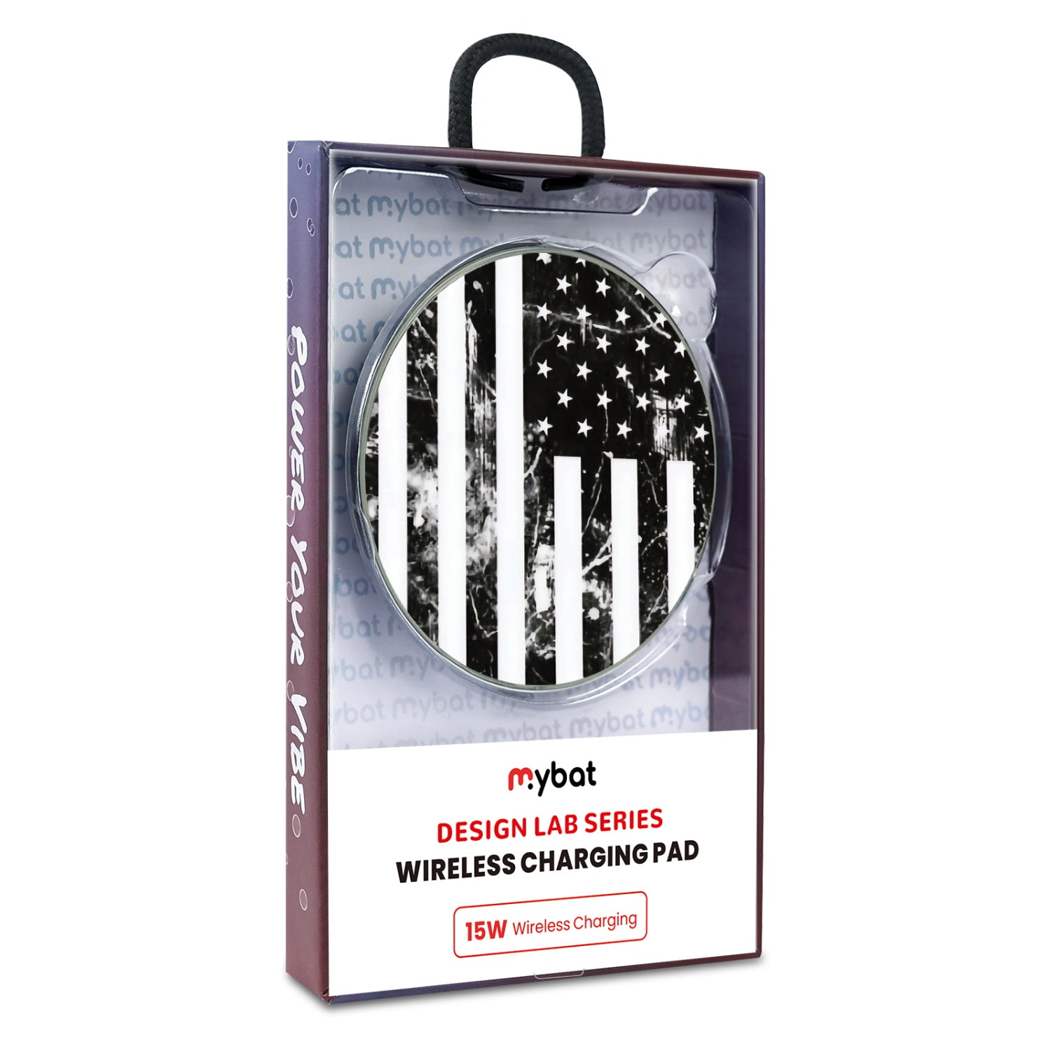 MyBat Design Lab Series Wireless Charging Pad - Silver - Distress US Flag - MCGWIRC22SL-344-9.jpg