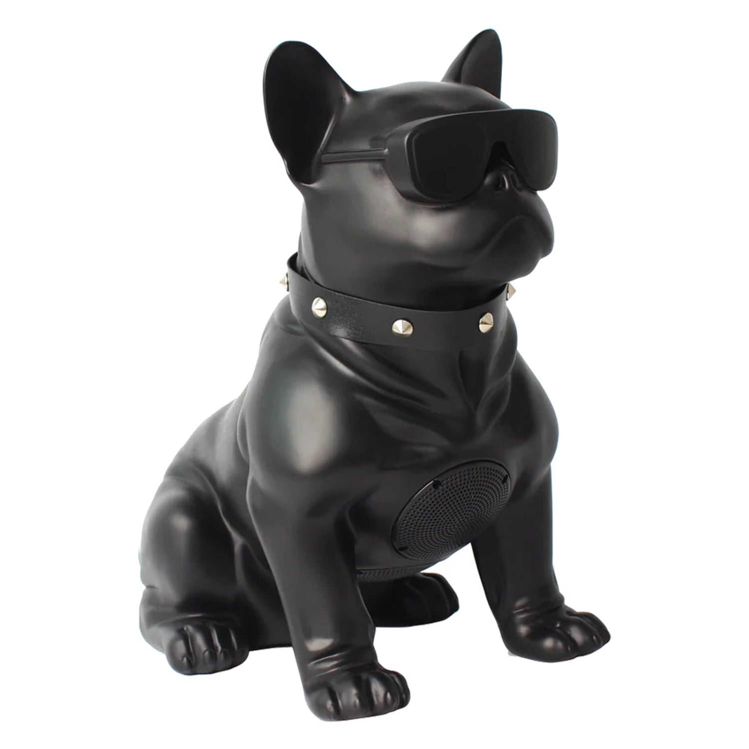 MaxPower Wooof Frenchie Style 13" Tall Dog Speaker With Glasses And Mic - Black