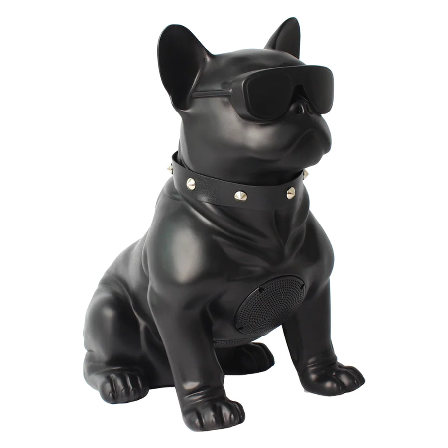 MaxPower Wooof Frenchie Style 13" Tall Dog Speaker With Glasses And Mic - Black