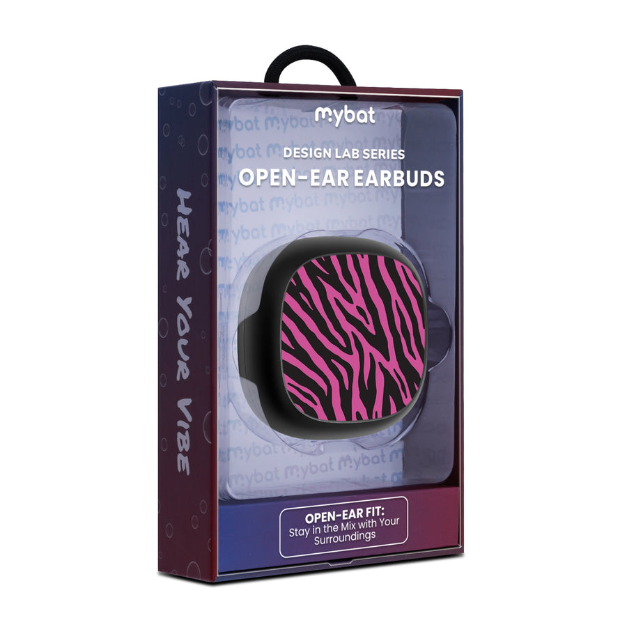 MyBat Design Lab Open-Ear Earbuds - Black - Pink Zebra Print - MFHSBTST251-010-10.jpg