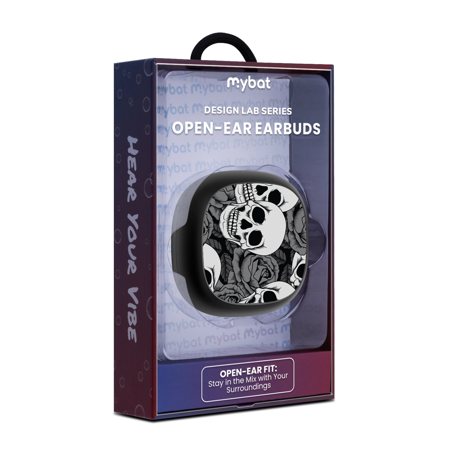 MyBat Design Lab Open-Ear Earbuds - Black - Skull Garden - MFHSBTST251-081-10.jpg