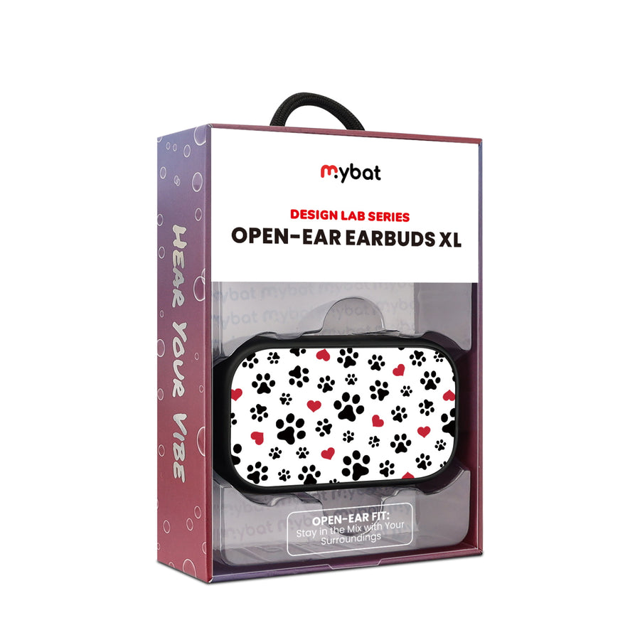 MyBat Design Lab Open-Ear Earbuds XL - Black - Paw Prints and Hearts - MFHSBTST271-001-10.jpg