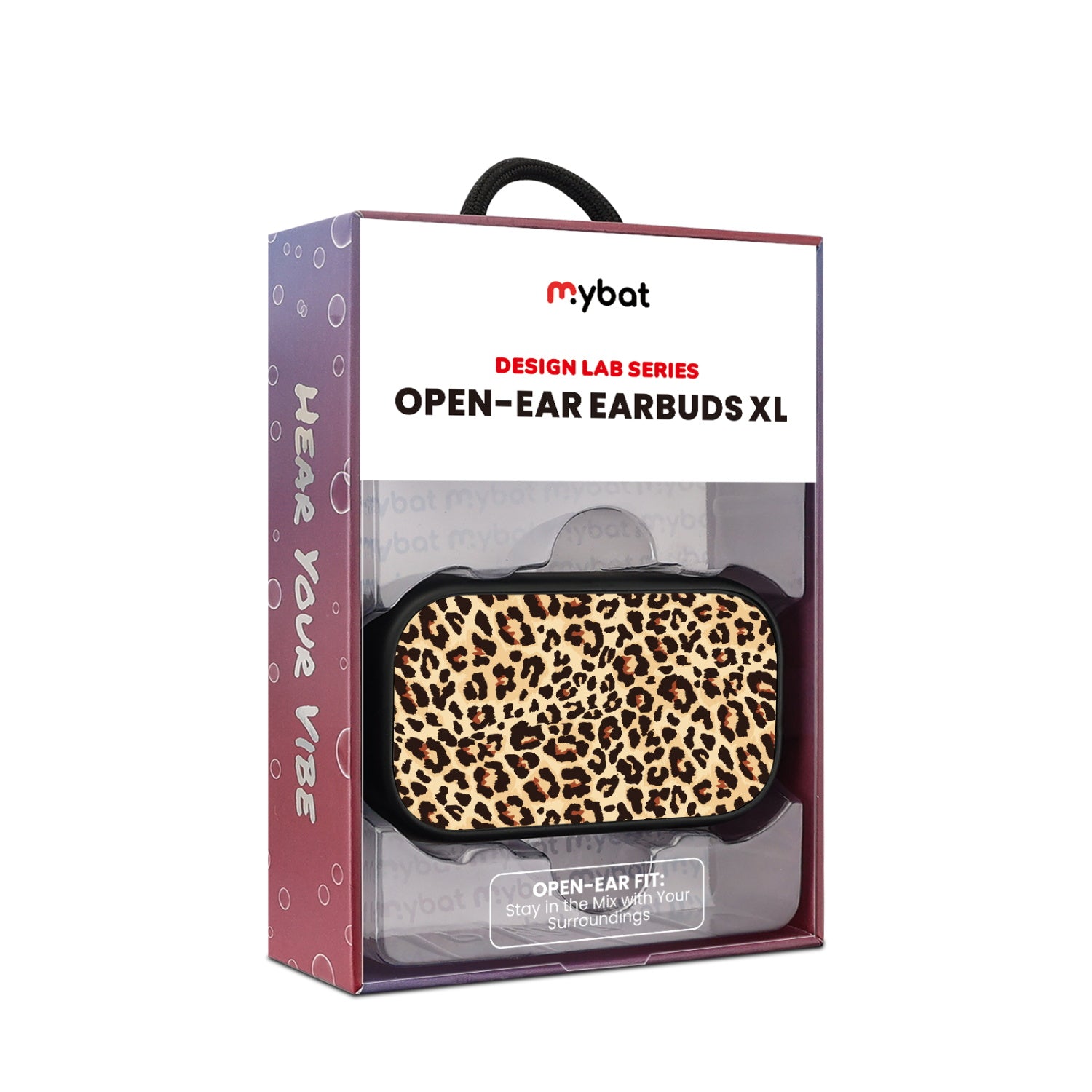 MyBat Design Lab Open-Ear Earbuds XL - Black - Leopard Print - MFHSBTST271-005-10.jpg