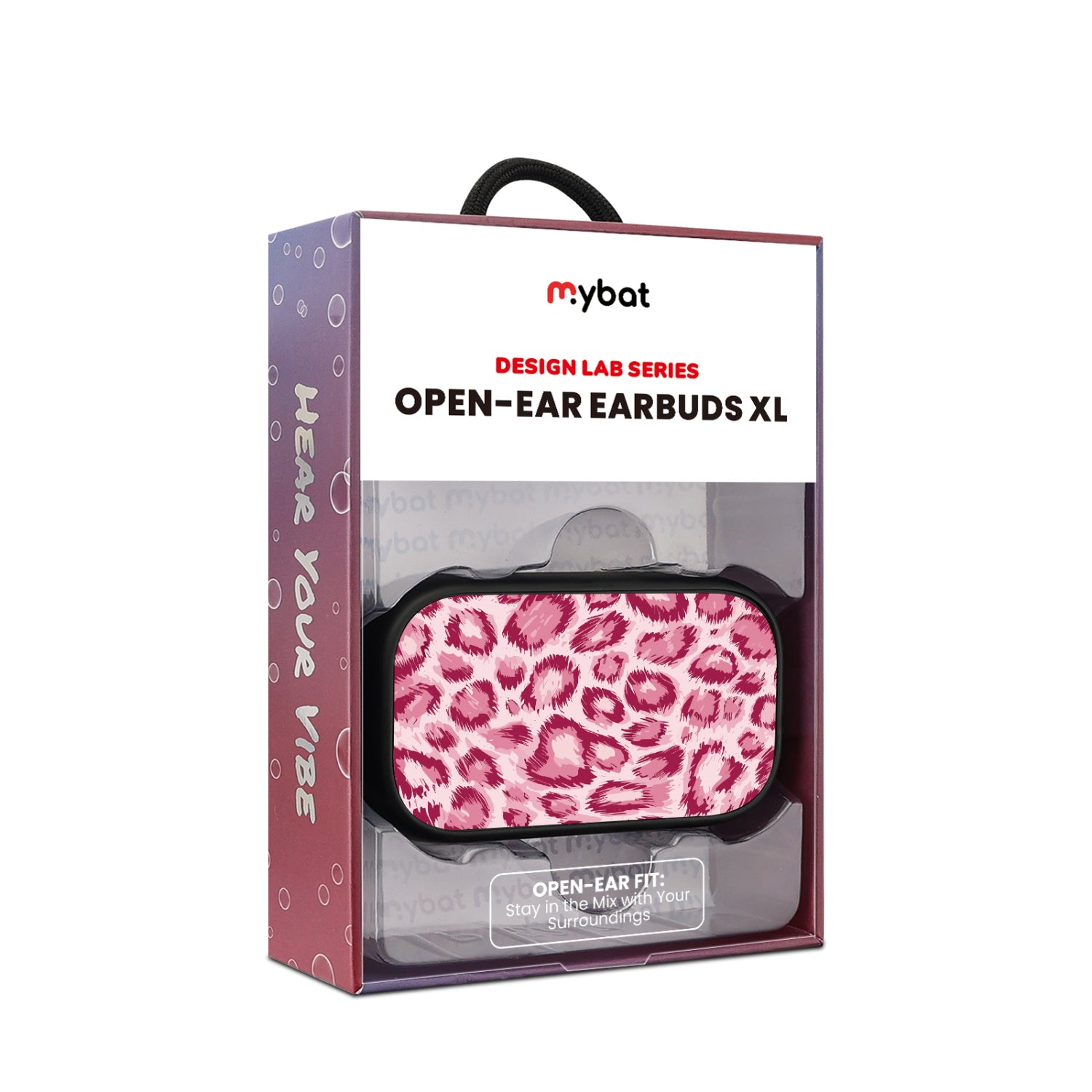 MyBat Design Lab Open-Ear Earbuds XL - Black - Pink Leopard Print - MFHSBTST271-007-10.jpg