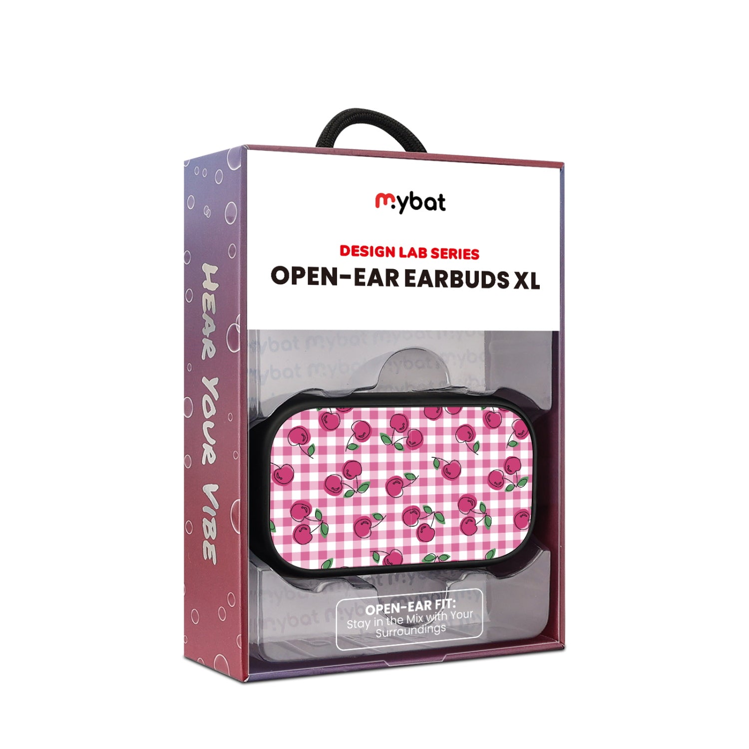 MyBat Design Lab Open-Ear Earbuds XL - Black - Pink Cherries - MFHSBTST271-100-10.jpg