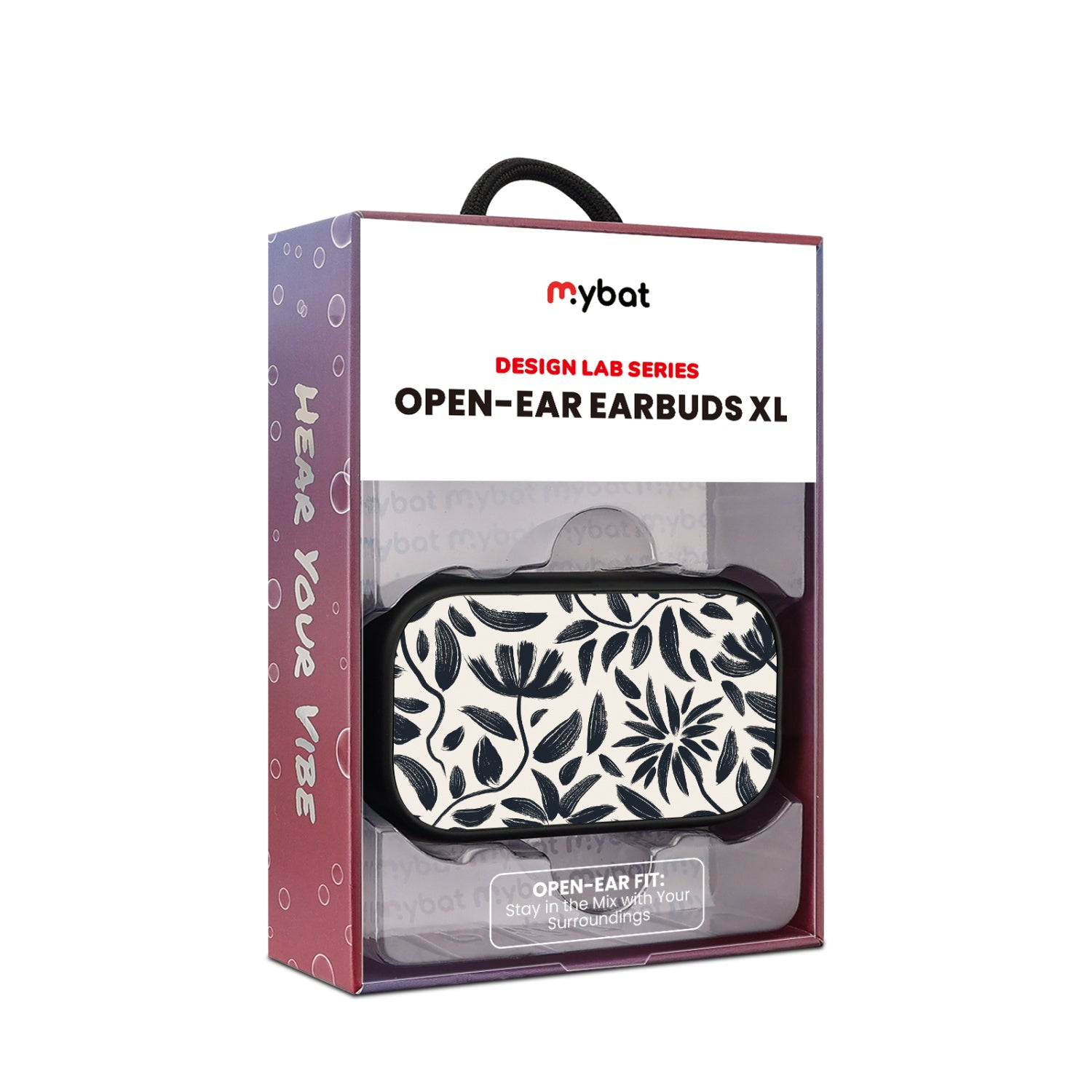 MyBat Design Lab Open-Ear Earbuds XL - Black - Vintage Floral - MFHSBTST271-124-10.jpg
