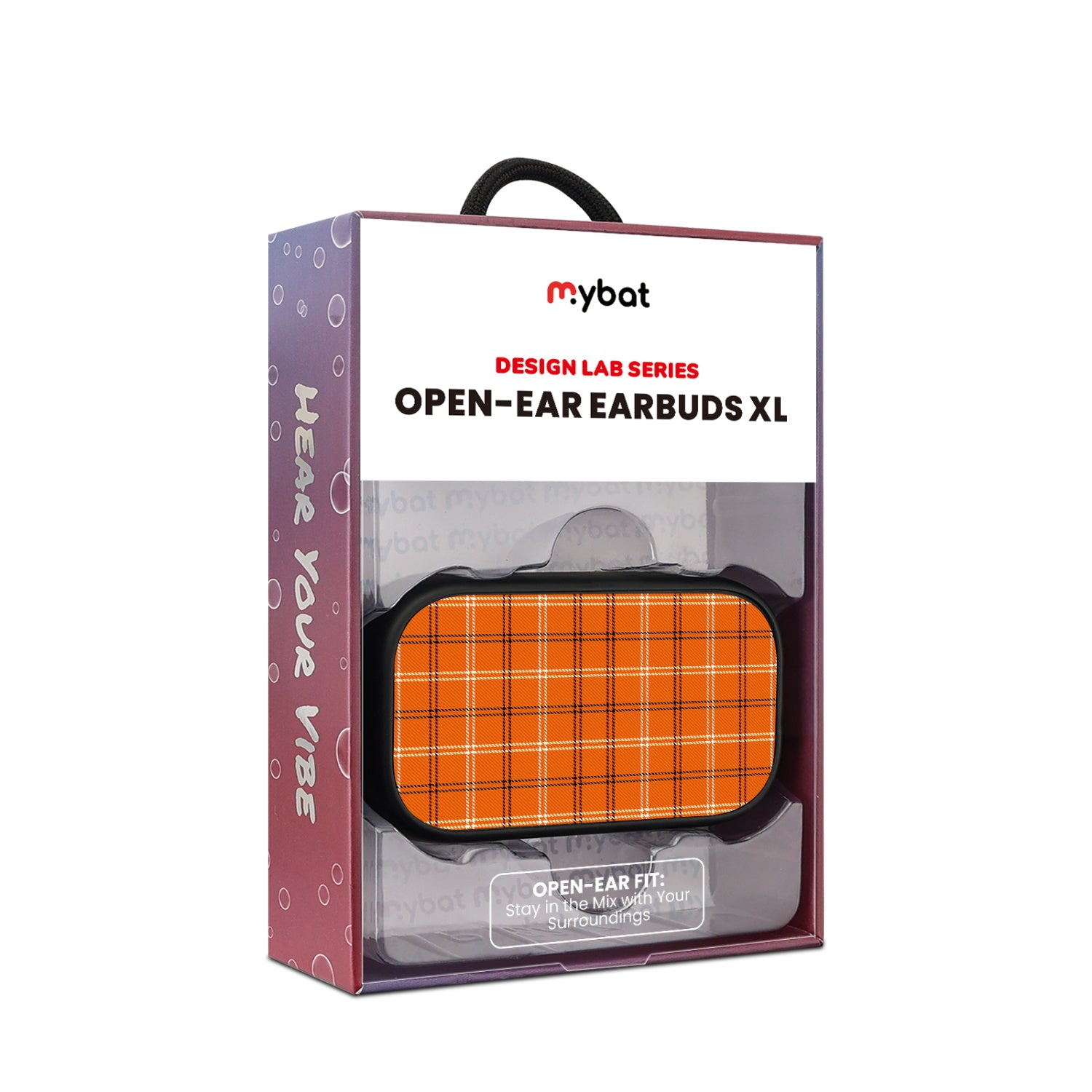 MyBat Design Lab Open-Ear Earbuds XL - Black - Pumpkin Plaid - MFHSBTST271-244-10.jpg