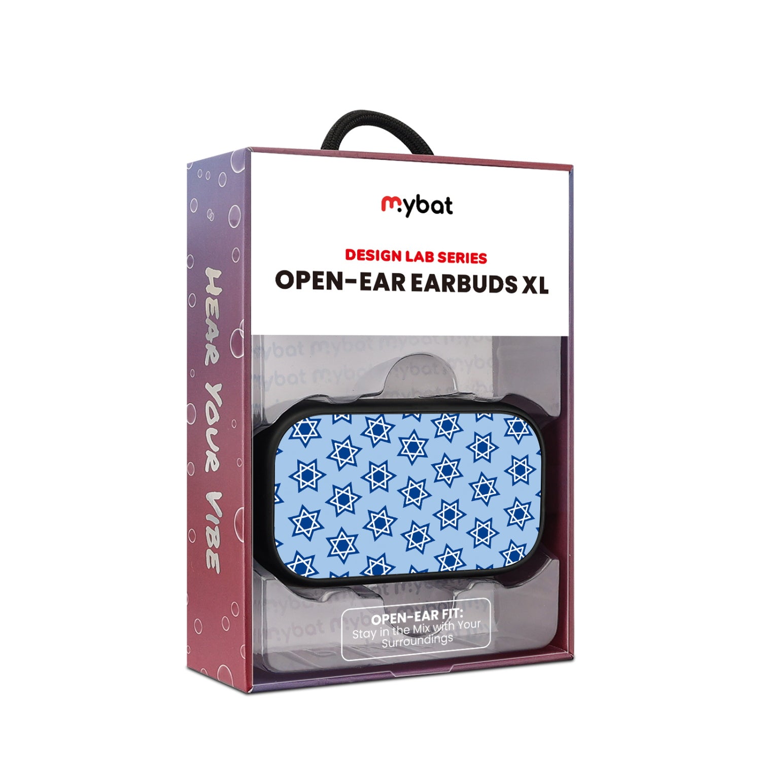 MyBat Design Lab Open-Ear Earbuds XL - Black - Star of David - MFHSBTST271-279-10.jpg
