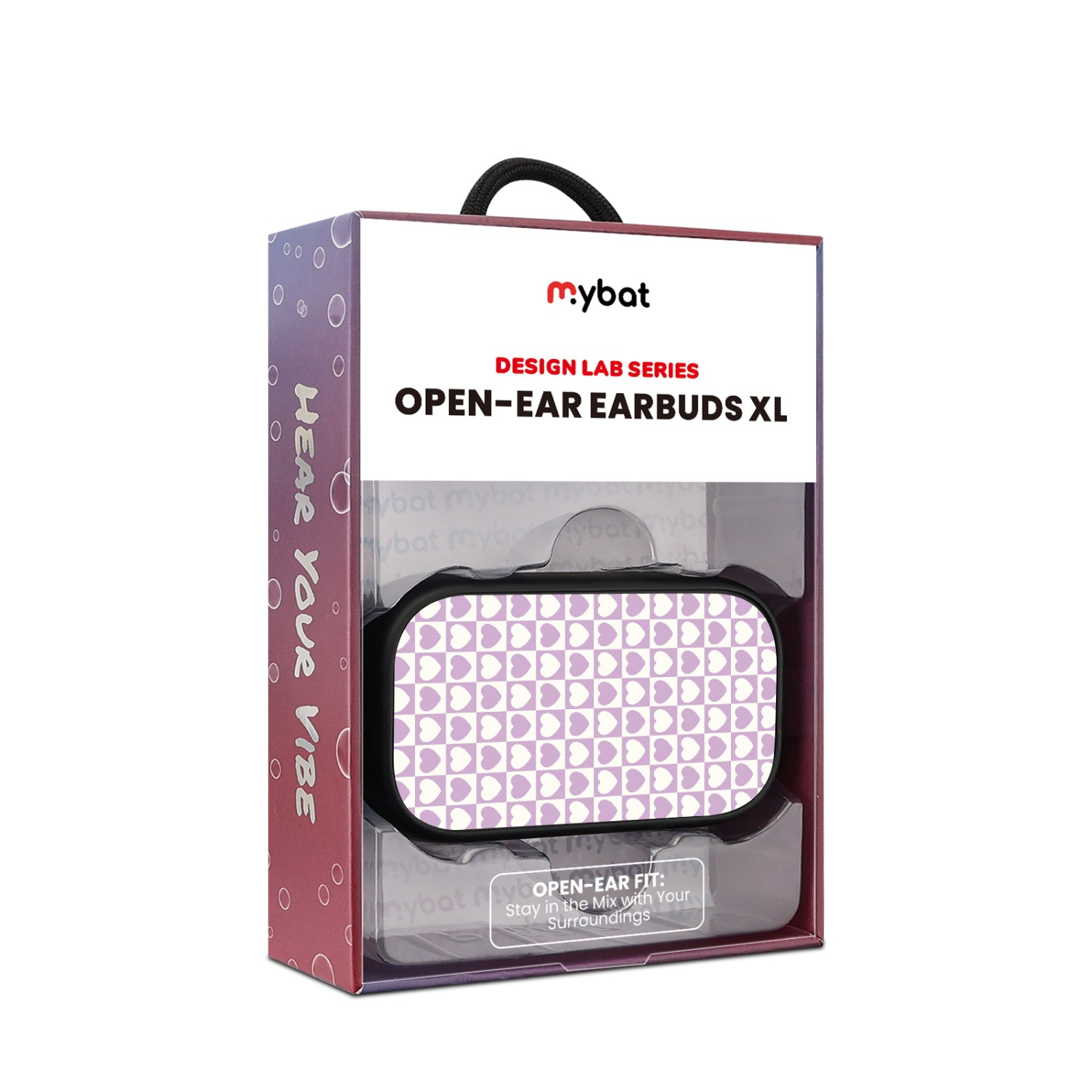 MyBat Design Lab Open-Ear Earbuds XL - Black - Heart Grid - MFHSBTST271-339-10.jpg