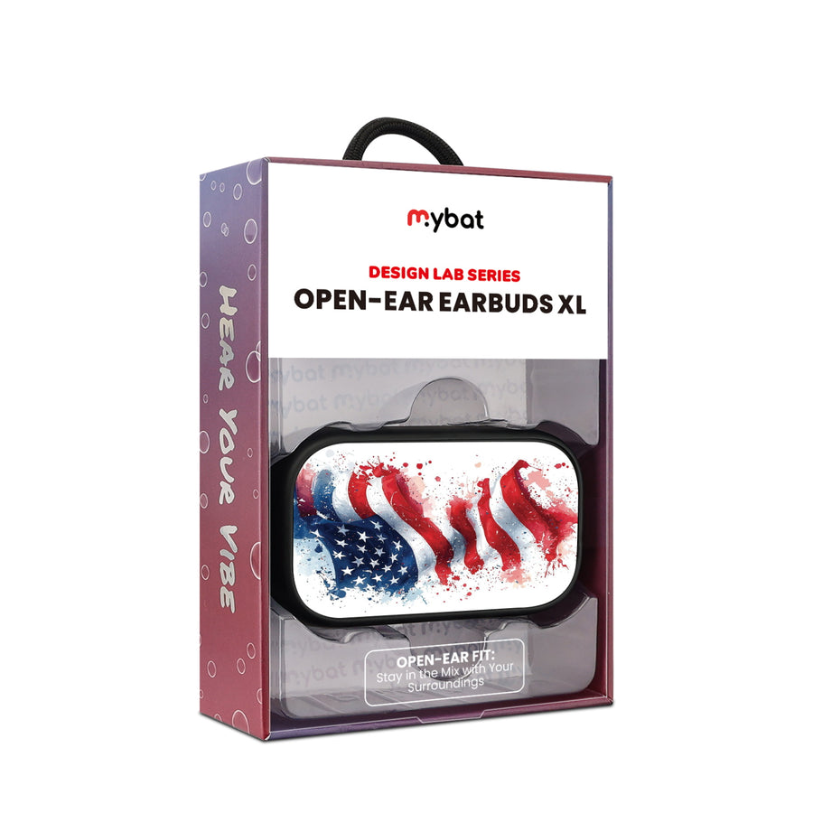 MyBat Design Lab Open-Ear Earbuds XL - Black - Patriotic Flag Painiting - MFHSBTST271-346-10.jpg