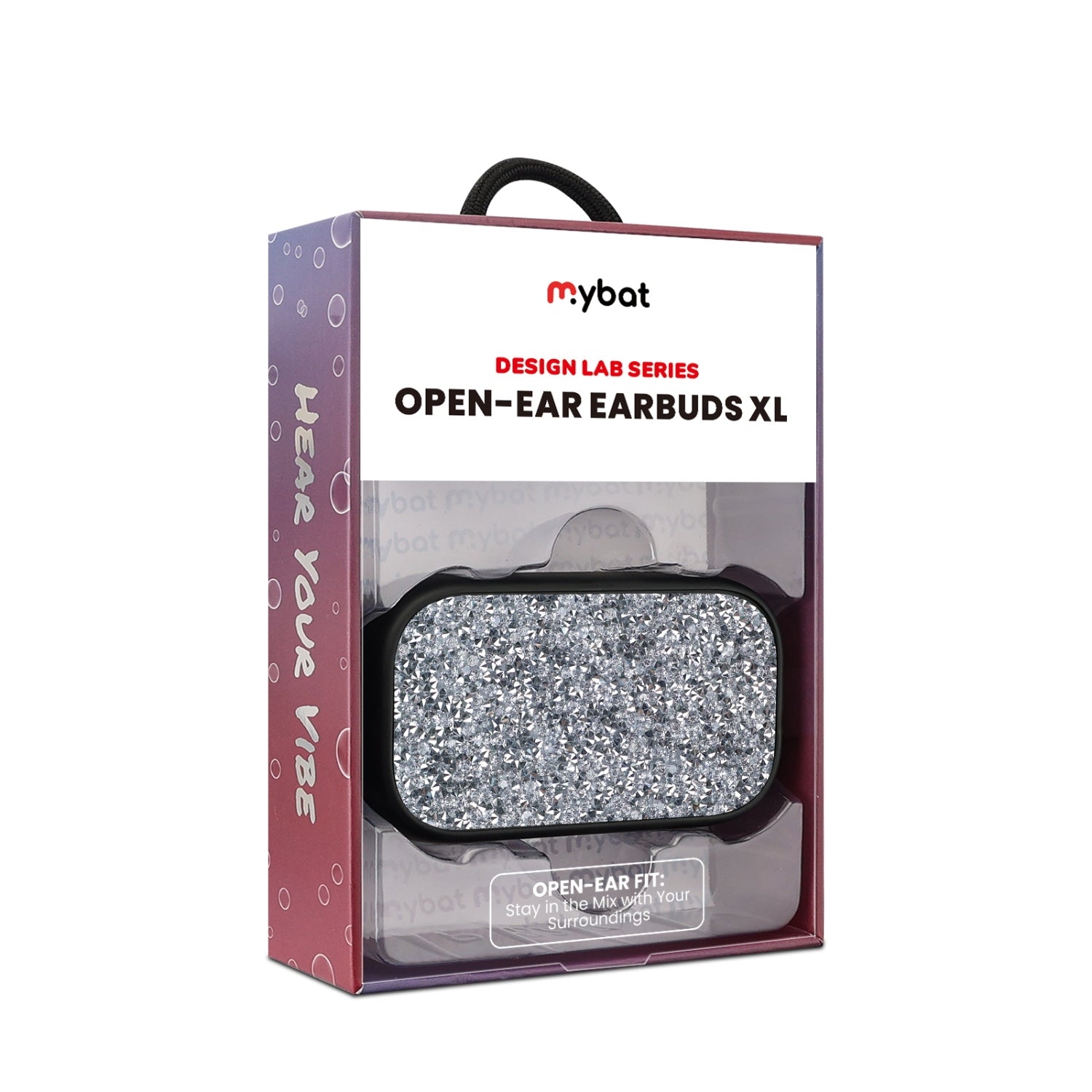MyBat Design Lab Open-Ear Earbuds XL – Black / White Rhinestone - MFHSBTST271-D02-10.jpg