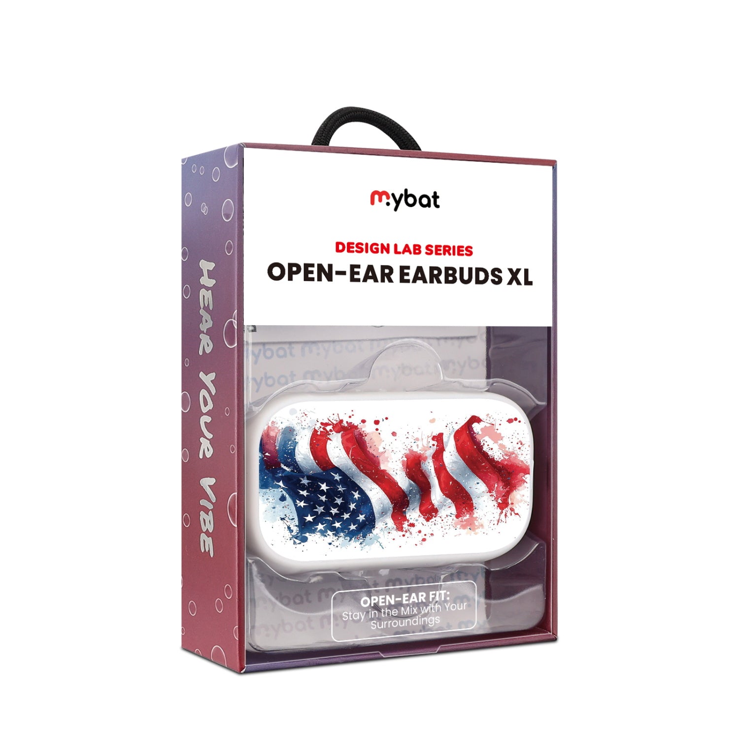 MyBat Design Lab Open-Ear Earbuds XL - White - Patriotic Flag Painiting - MFHSBTST272-346-10.jpg