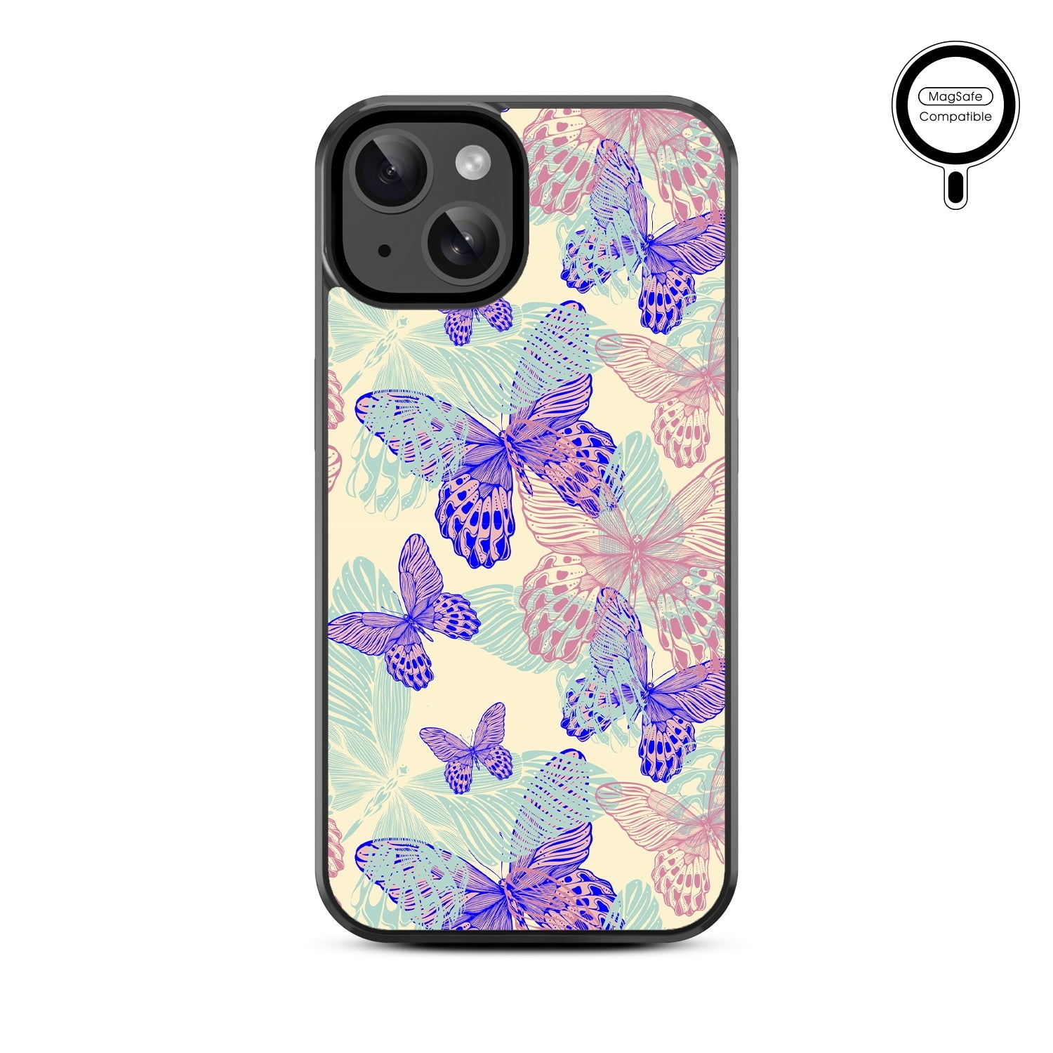 MyBat Design Lab Series MagSafe Case for Apple iPhone 17e / 16e / 14 / 13 - Butterflies - MIP13CSLESMSM019-3.jpg