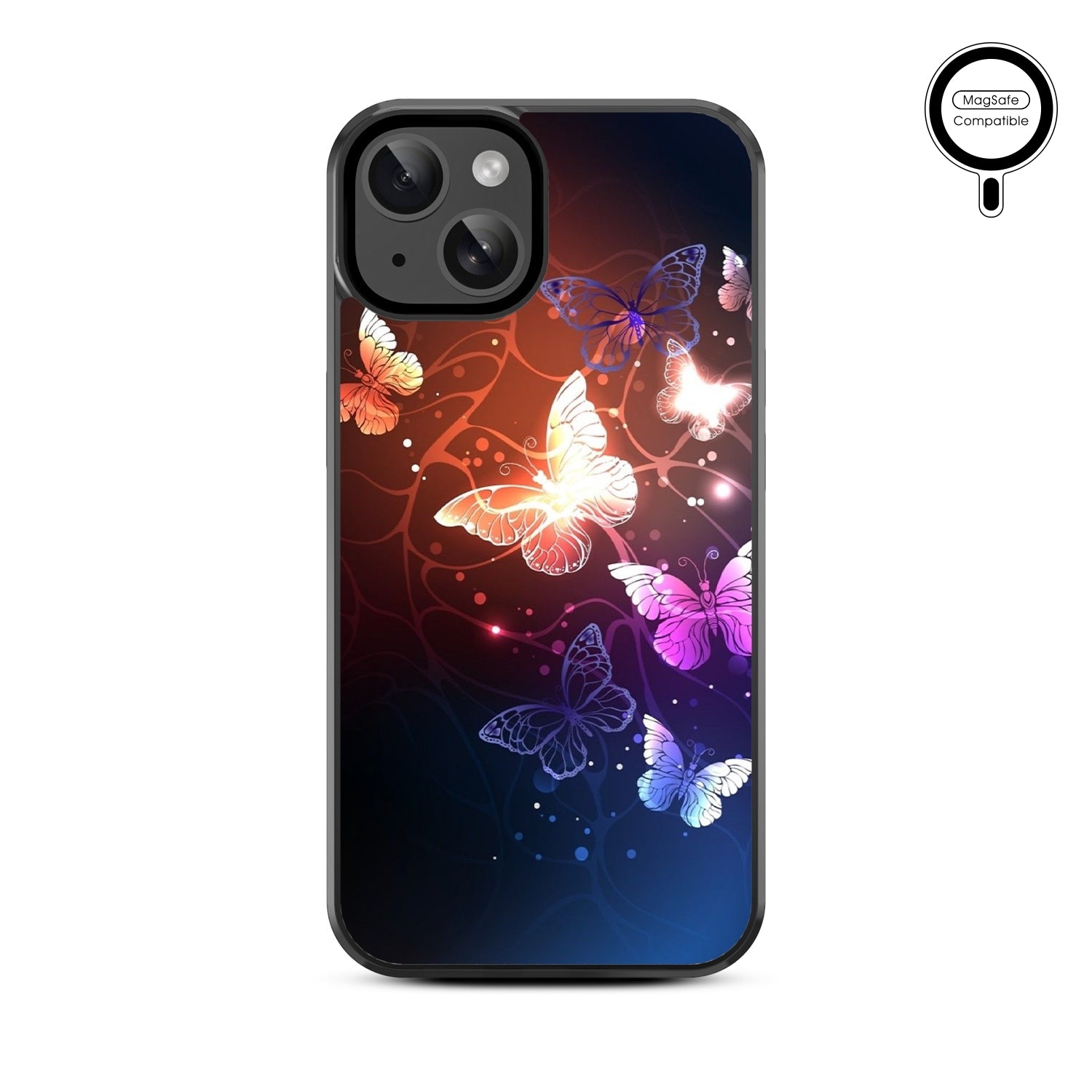 MyBat Design Lab Series MagSafe Case for Apple iPhone 17e / 16e / 14 / 13 - Neon Butterflies - MIP13CSLESMSM022-3.jpg