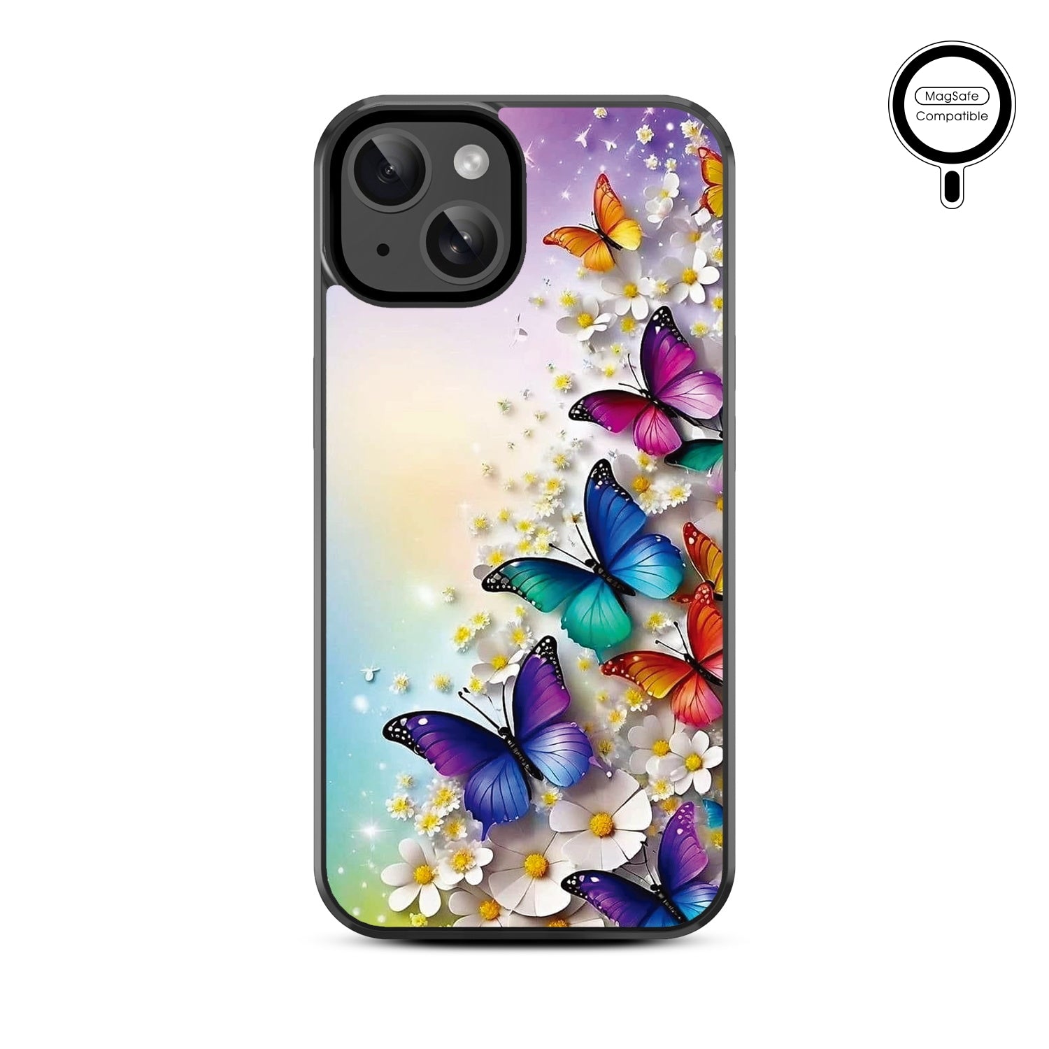 MyBat Design Lab Series MagSafe Case for Apple iPhone 17e / 16e / 14 / 13 - Rainbow Butterflies - MIP13CSLESMSM187-3.jpg
