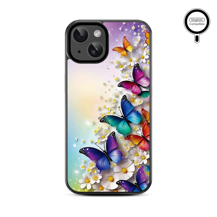 MyBat Design Lab Series MagSafe Case for Apple iPhone 17e / 16e / 14 / 13 - Rainbow Butterflies - MIP13CSLESMSM187-3.jpg