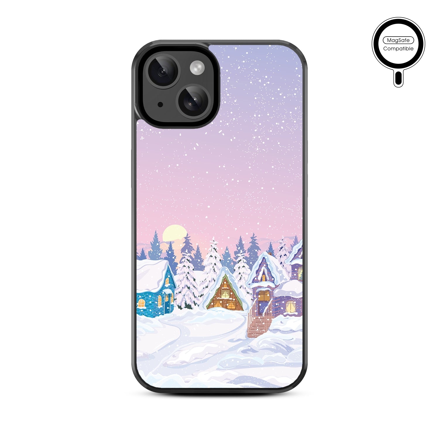 MyBat Design Lab Series MagSafe Case for Apple iPhone 17e / 16e / 14 / 13 - Snow Globe Village - MIP13CSLESMSM304-3.jpg
