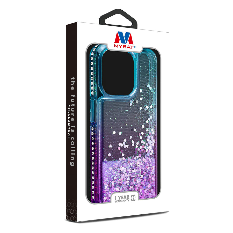 MyBat Quicksand Glitter with Diamonds Protector Cover for Apple iPhone 15 Pro - Purple / Blue Gradient - MIP15PCSGTMM201-8.jpg