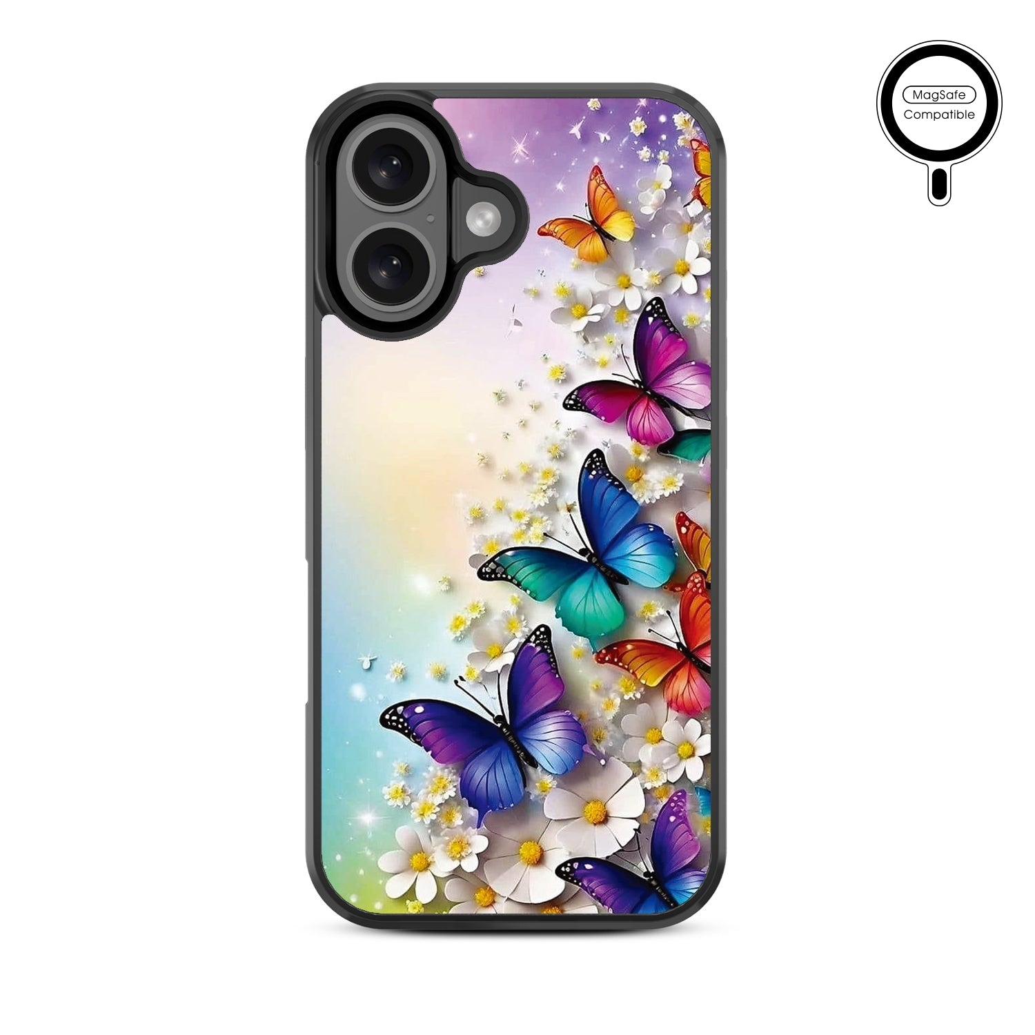MyBat Design Lab Series MagSafe Case for Apple iPhone 16 - Rainbow Butterflies - MIP16CSLESMSM187-3.jpg