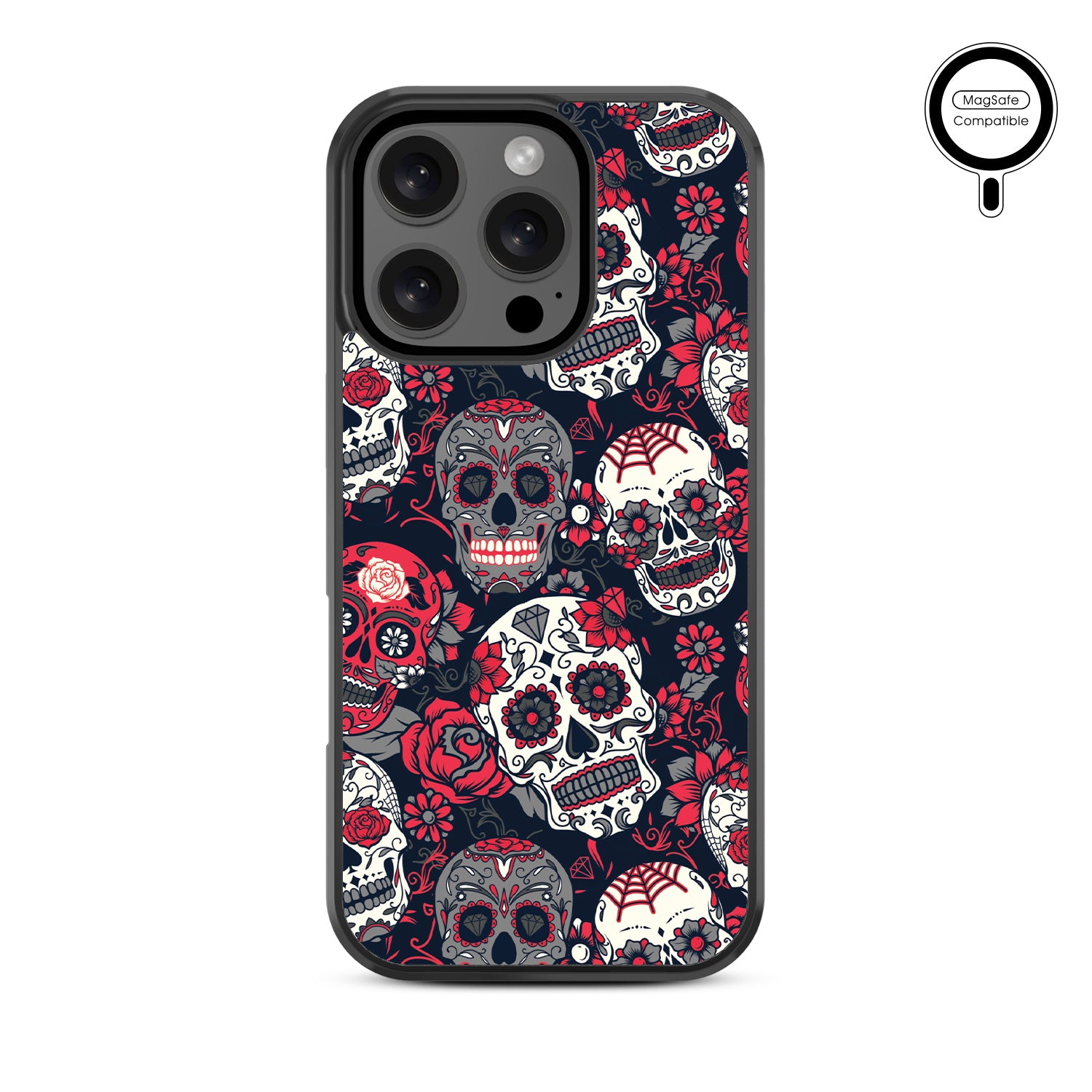 MyBat Design Lab Series MagSafe Case for Apple iPhone 16 Pro - Sugar Rose Skulls - MIP16PCSLESMSM418-3.jpg