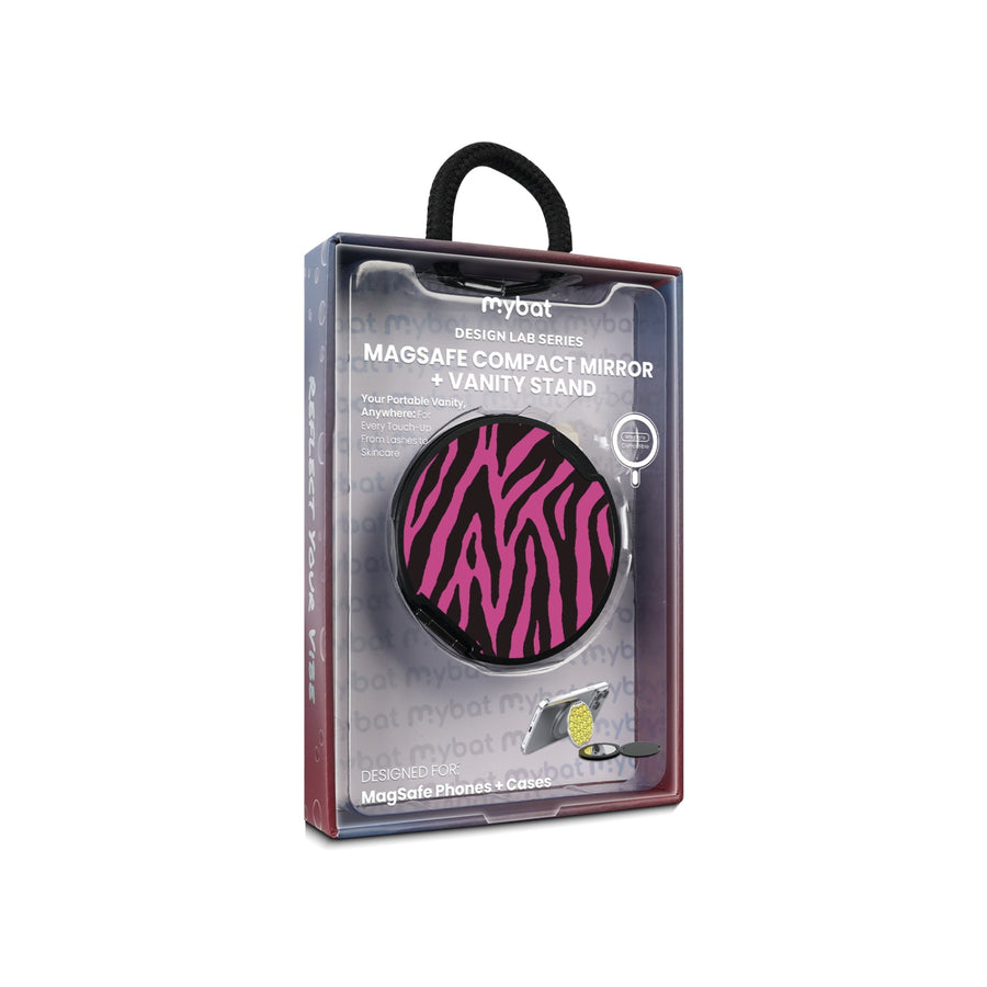 MyBat Design Lab MagSafe Selfie Mirror Kickstand - Black - Pink Zebra Print - MOTHMNUSU331-010-11.jpg